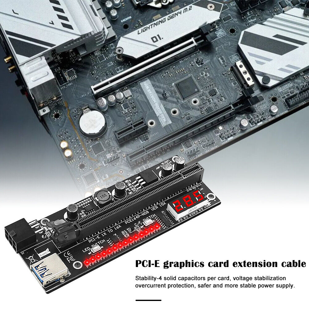 PCI-E 1x to 16x Graphics Card Extender+Adapter+Extension Cable Mining Riser
