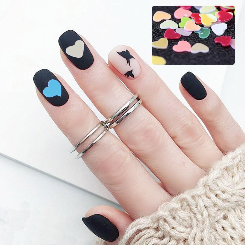500pcs/bag Colorful Flashing Film DIY Solid Peach Heart Nail Glitter Sequin