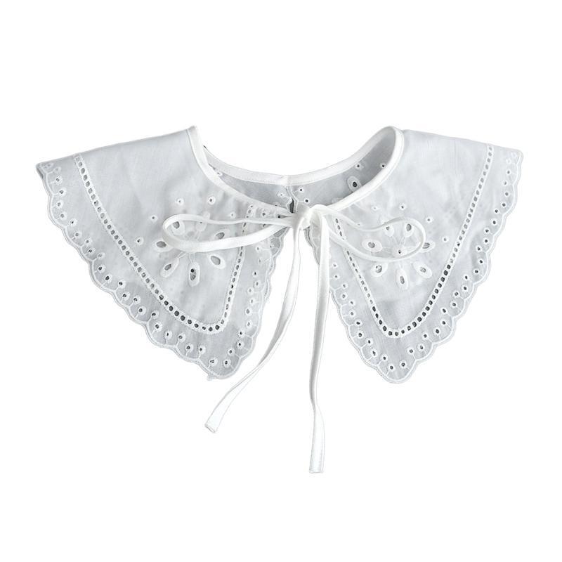 Women Hollow Dots Wavy Trim Detachable Collar Shawl Embroidery Breathable Scarf