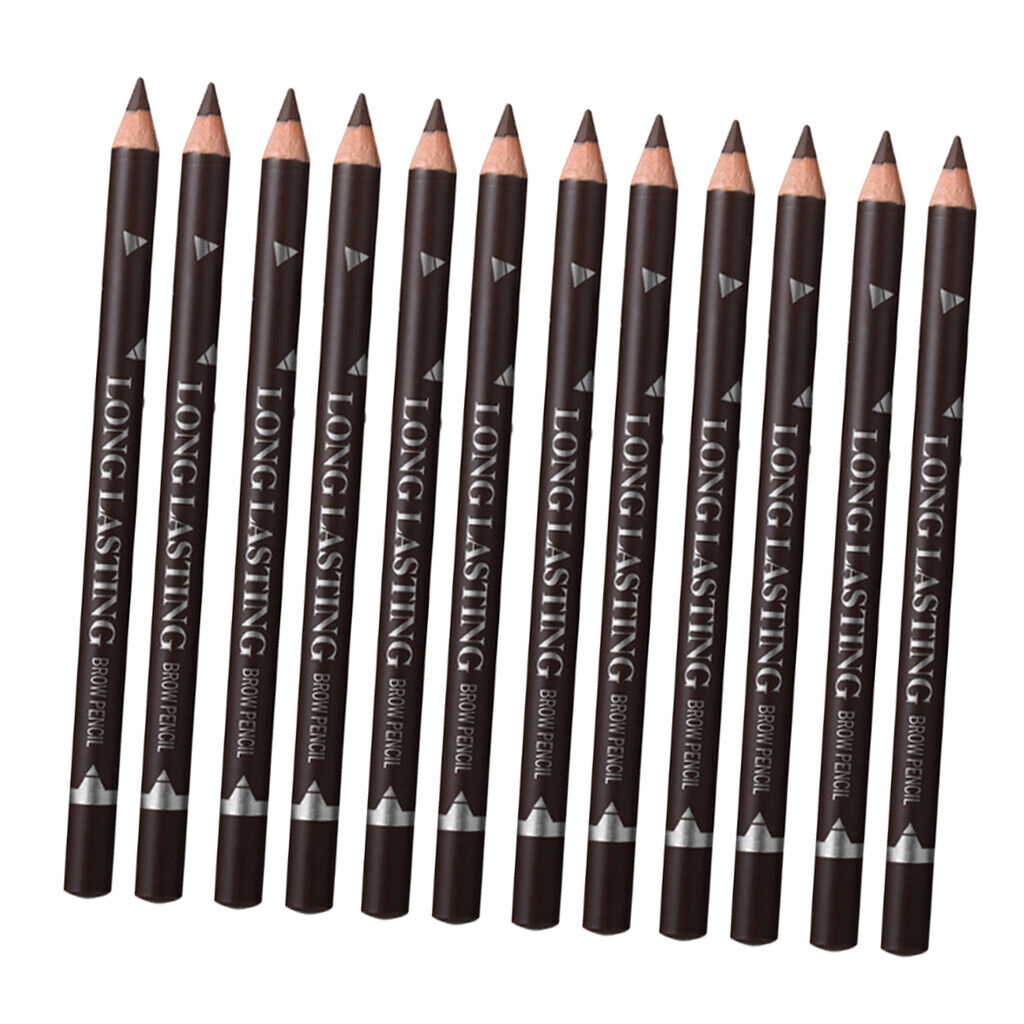 12pcs Waterproof  Eyebrow Makeup Pencil Eye Brow  Dark Brown