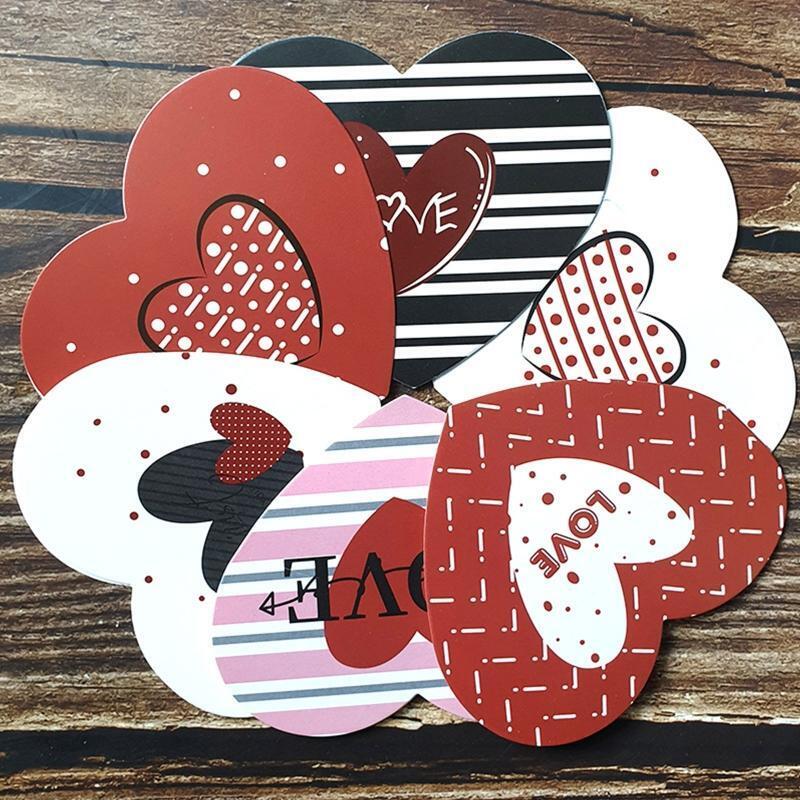 Mini Heart Shape Folding Greeting Cards Set of 120 Paper Blessing Card