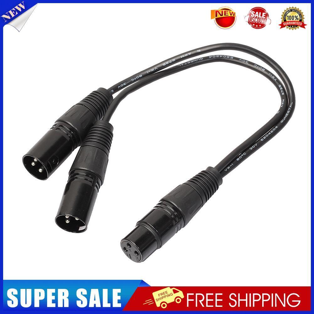 3P XLR Female Jack to Dual 2 Male Plug Y Splitter Cable Adaptor Cord 1Ft