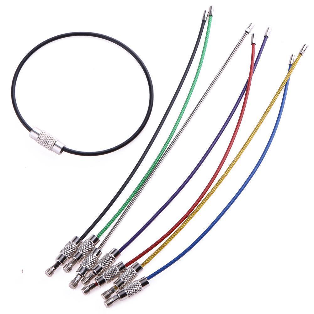 20pcs Metal Stainless Steel Wire Ropes Carabiner Key Hanging Cable EDC Tool