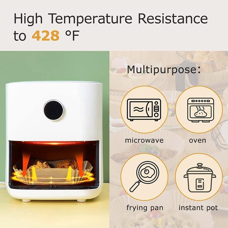 100 PCS Air Fryer Disposable Paper Pad Air Fryer Liner Square Baking Papers