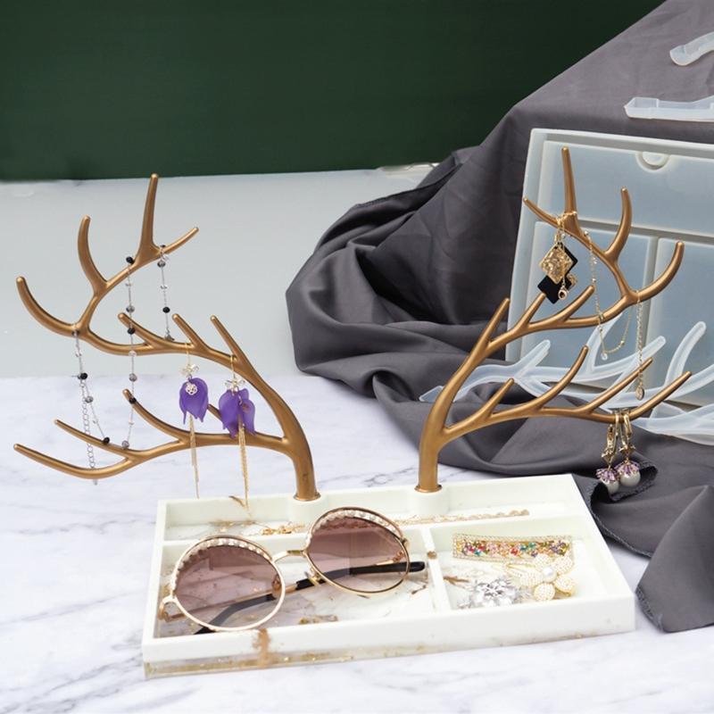 Antlers Jewelry Holder Mold Display Jewelry Tray Silicone Mould Tree Holder