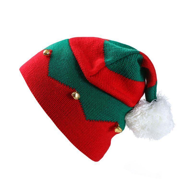 Christmas Elf Hat Beanie Crochet Winter Knit Stripes Cap for Baby 1-6 Years Old