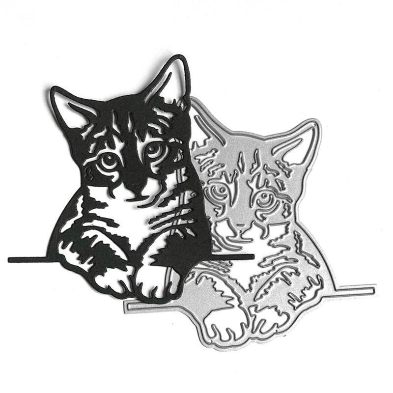 Lazy Lying Cat Shape Frame Carbon Steel Cutting Dies DIY Scrapbooking Photo