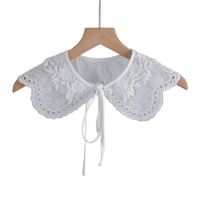 Detachable False Collar Hollow Embroidery Dots Floral Women Petals Shawl Cape