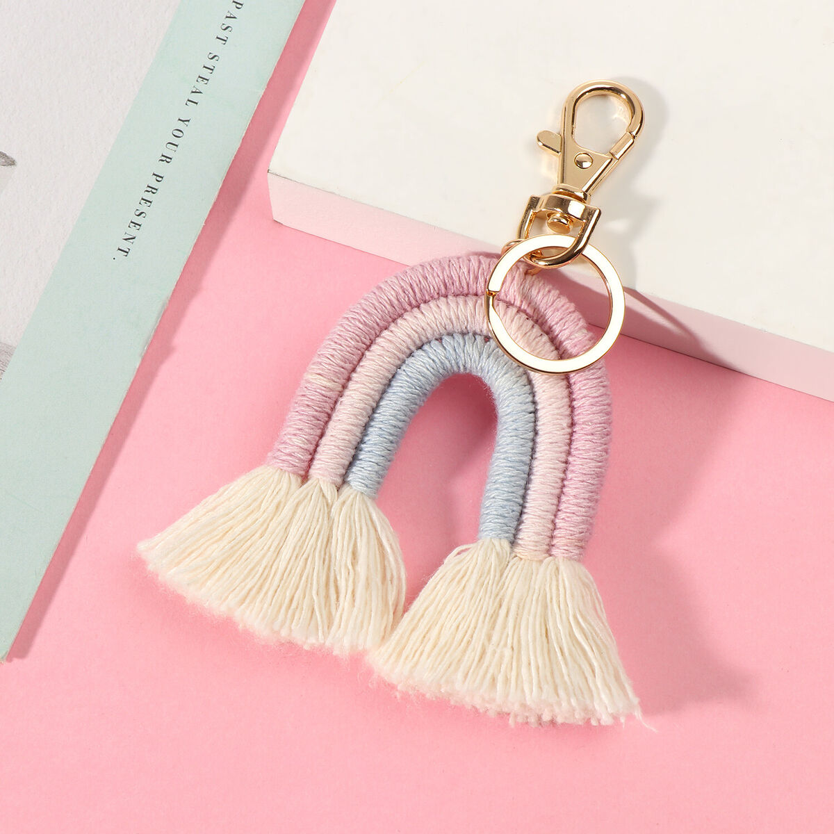 Keychain Handbag Charms Rainbow Keychain Tassel Car Keyring Holder Bohemian