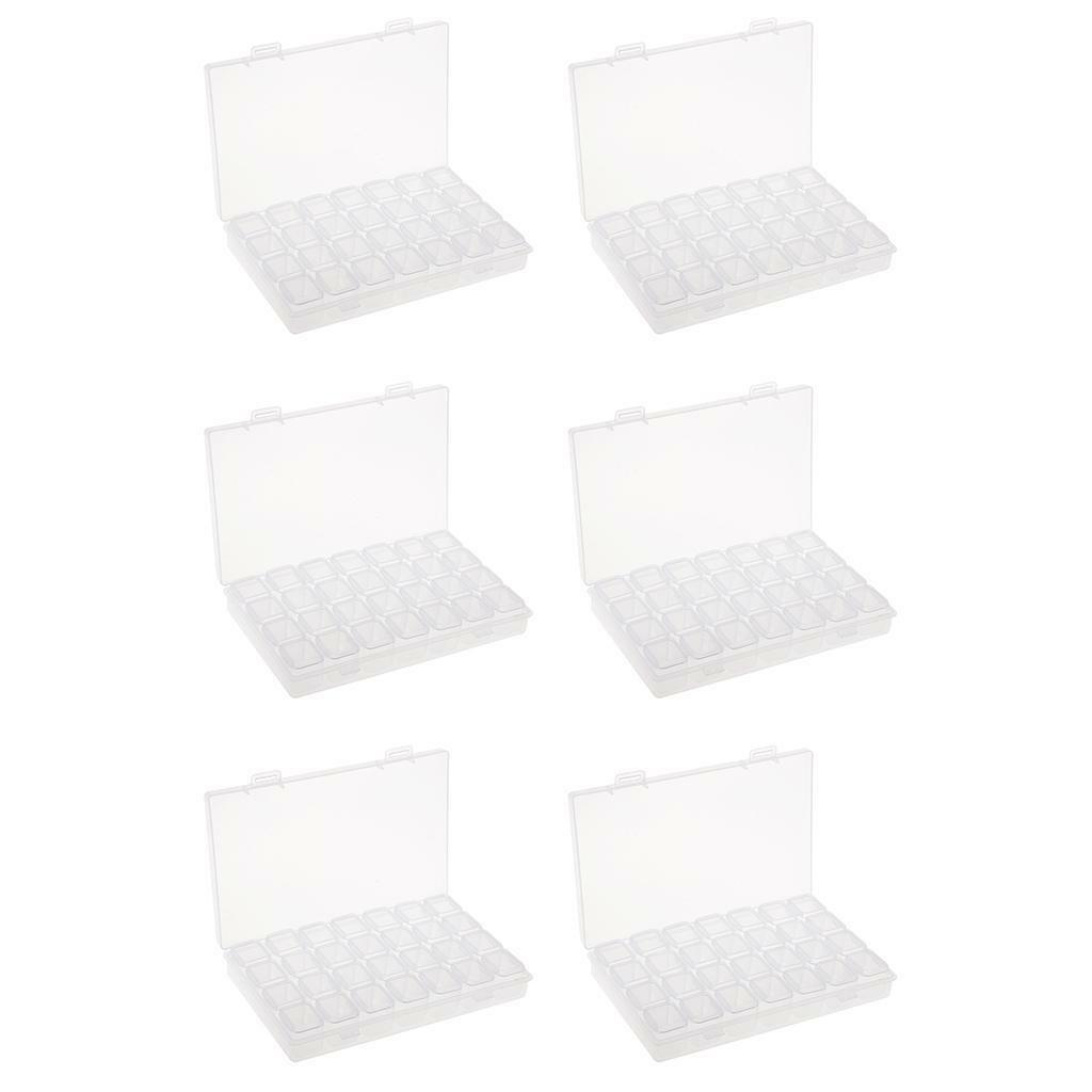 6Pcs 28 Slots Detachable Clear Plastic   Jewelry Organizer