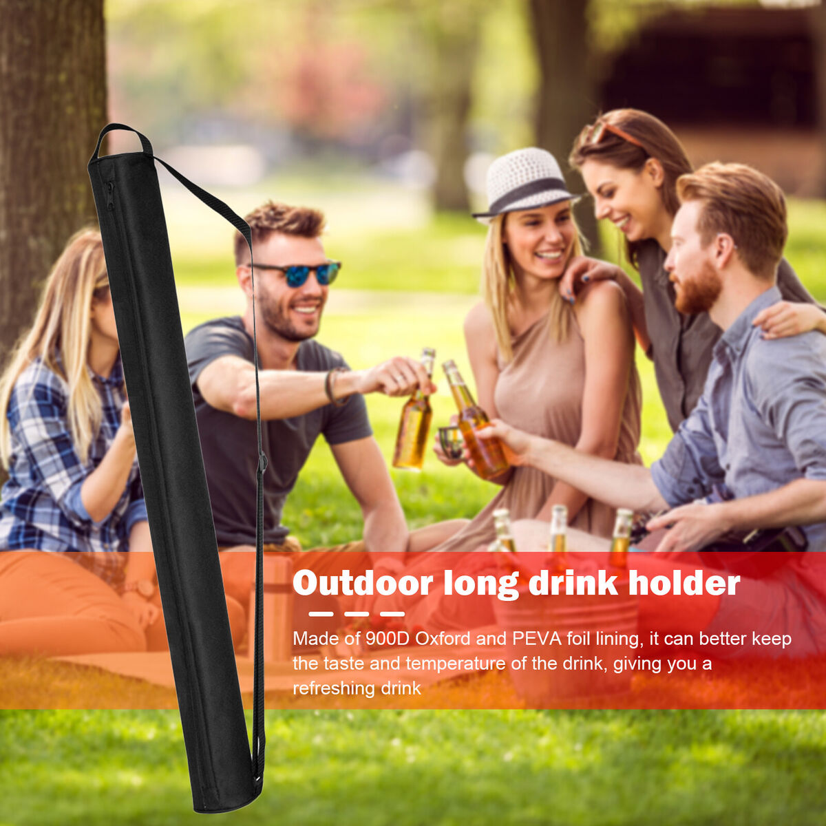 Golf Cooler Bag - 7-Can Beer Sleeve Cooler Sling for Beer Lover (Black)
