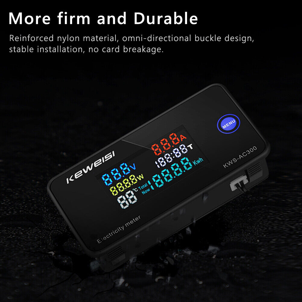 6 in 1 Color Display Digital Energy Meter Ammeter Voltmeter (KWS-AC300-20A)