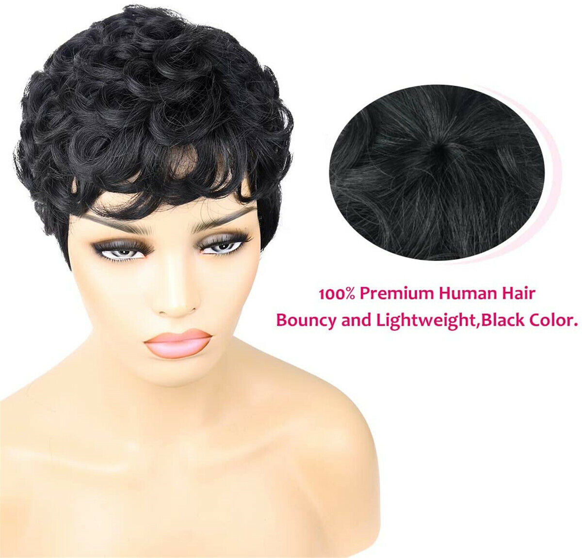 Synthetic Short Afro Small Curly Hair Wigs Pixie Cut Wig for African Women Black