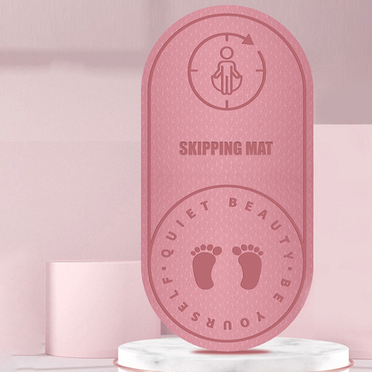 Jump Rope Mat Knees Protection Exercise Pad Mute (Pink 126x59x8cm)