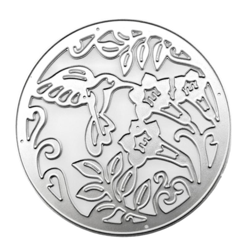 Hummingbird Flower Round Metal Cutting Dies Stencil DIY Scrapbook Template Mold