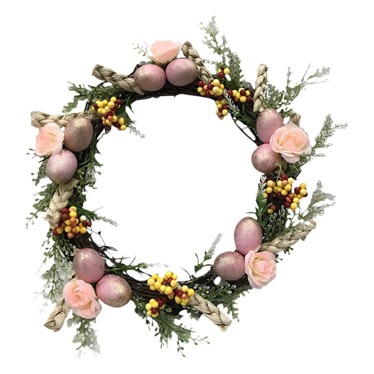 16 inch Easter Wreath with Pink Eggs Decorative Festival Mantelpiece Garden
