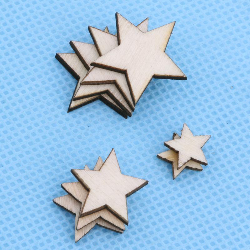 100pcs Wooden Mixed Wood Mini Stars Craft Scrapbooking Wedding Table Decor DIY
