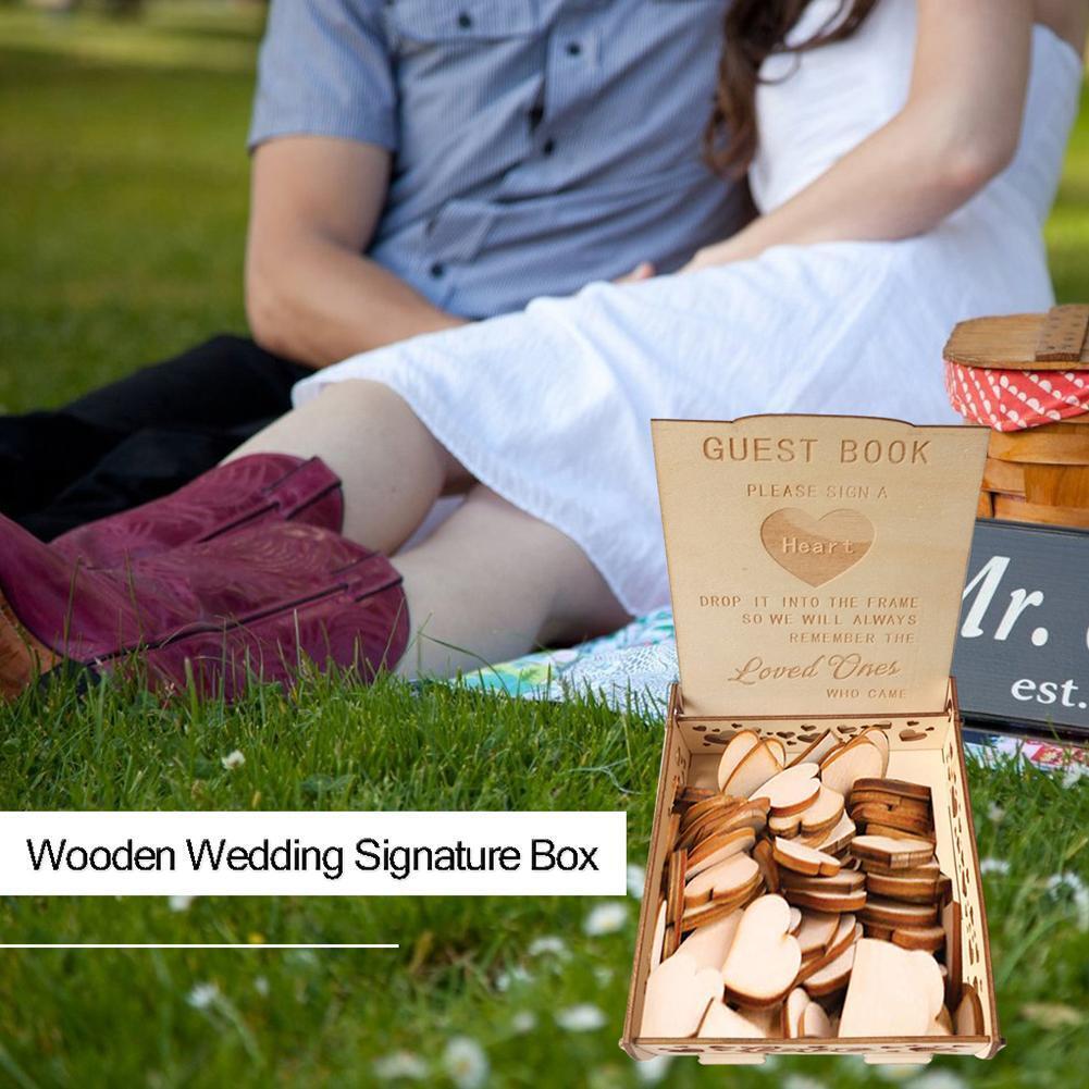 Wedding Signature Hearts Drop Box Rustic Sweet Guestbook Decor (JM01634)