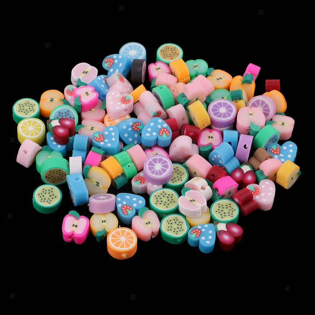 100 *   Mixed   Handmade   Polymer   Clay   Fruits   Flat   Spacer   Bead