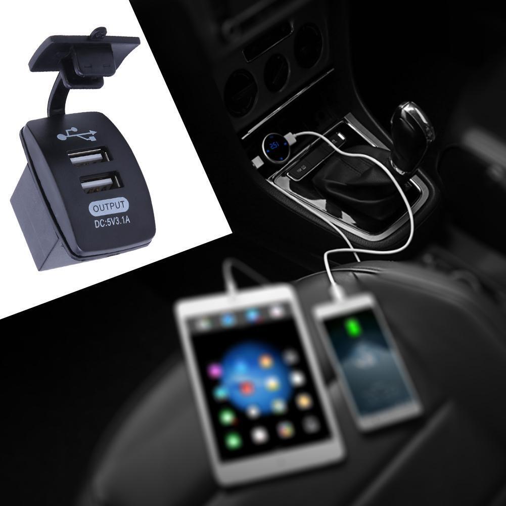 Dual USB Port Car Motorcycle Charger 3.1A Power Socket with Cover for Phone