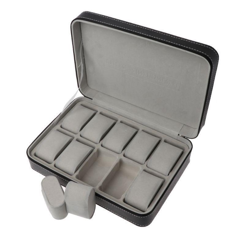 10 Grid Watch Bag Portable Travel Zipper Case Collector Storage Jewelry Box