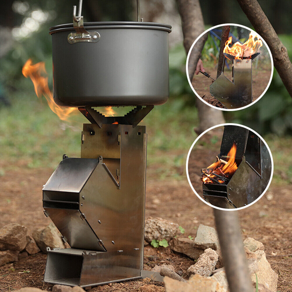 Portable Firewood Stove Stainless Steel Outdoor Survival Camping Furnace