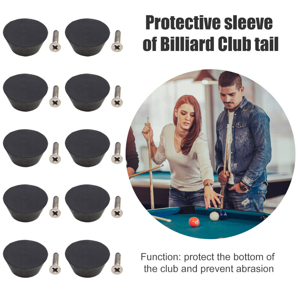 10pcs Rubber Pool Cue Tip Billiard Snooker Bottom Pole Tail Protector Cover