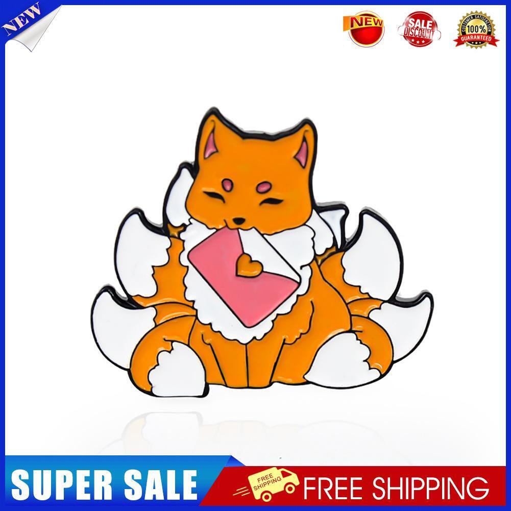 Nine Tail Fox Brooches Cartoon Animal Enamel Clothes Pin Jewelry (Style 1)