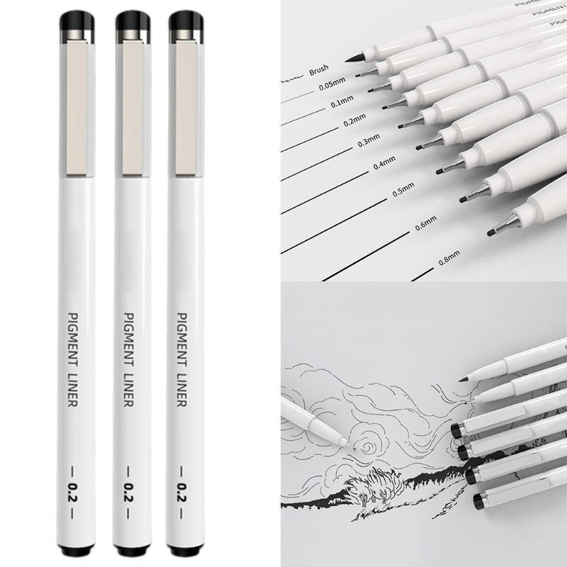 Pack of 9 Pcs Multi-purpose Balck Liner Pens Kit DIY Graffiti Fineliner Pens Set