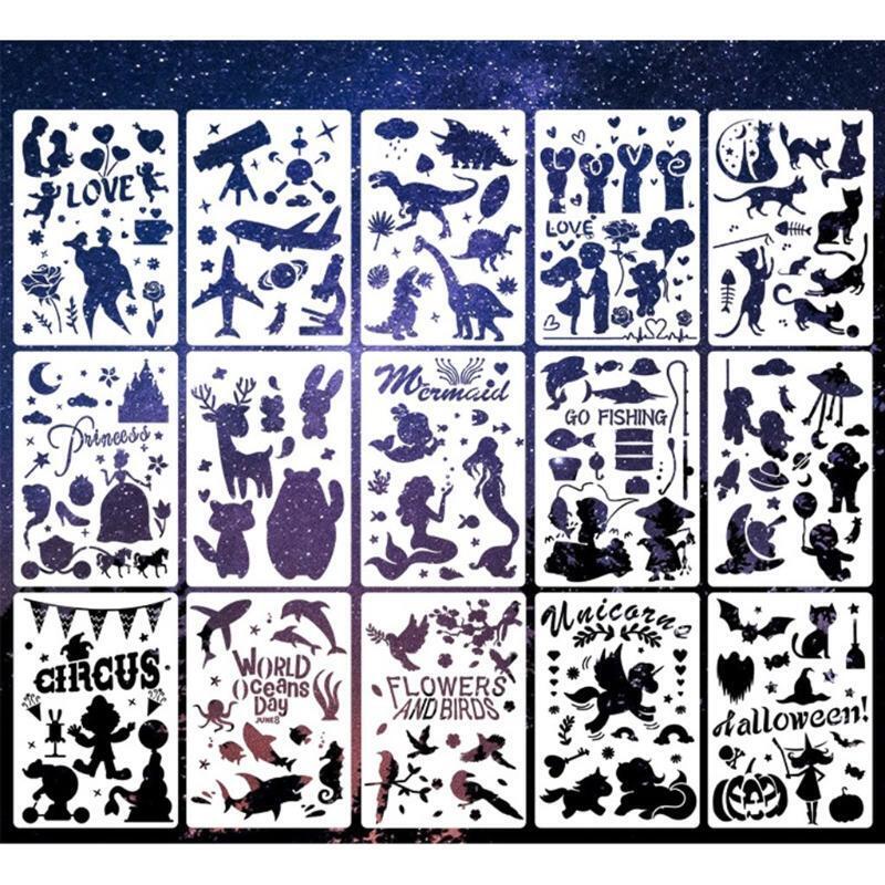 15 Pcs Halloween Stencils PET Drawing Templates Set for Home School Party Decors
