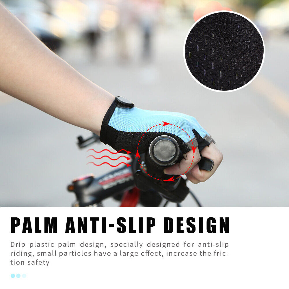Cycling Non-Slip Half Finger Gloves Breathable Sport Glove (Light Blue XL)
