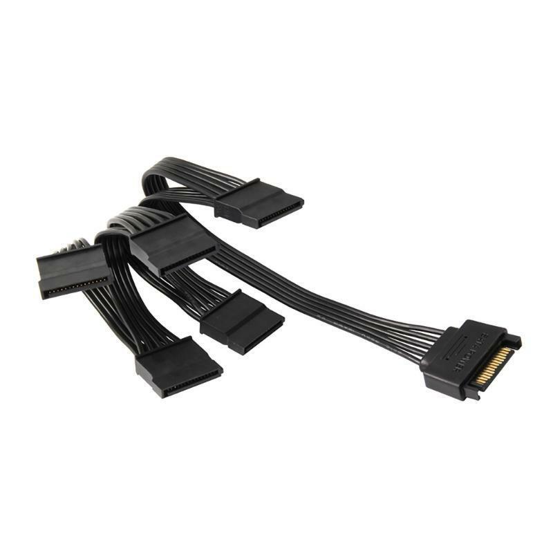 15 Pin Sata Power Splitter Adapter Cable 1 Male Sata to 5 Female Hard Disk Cord