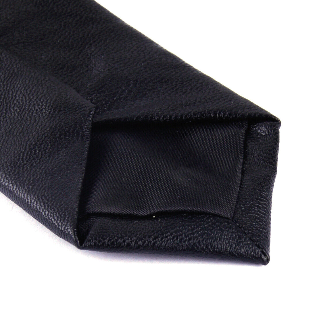 Men PU Leather Skinny Thin Necktie Party Wedding Dance Neck Tie Gift Black Li