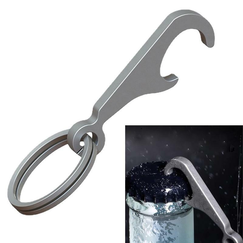 TC4 Titanium Alloy Creative Mini Beer Bottle Opener Keychain with Key Rings EDC