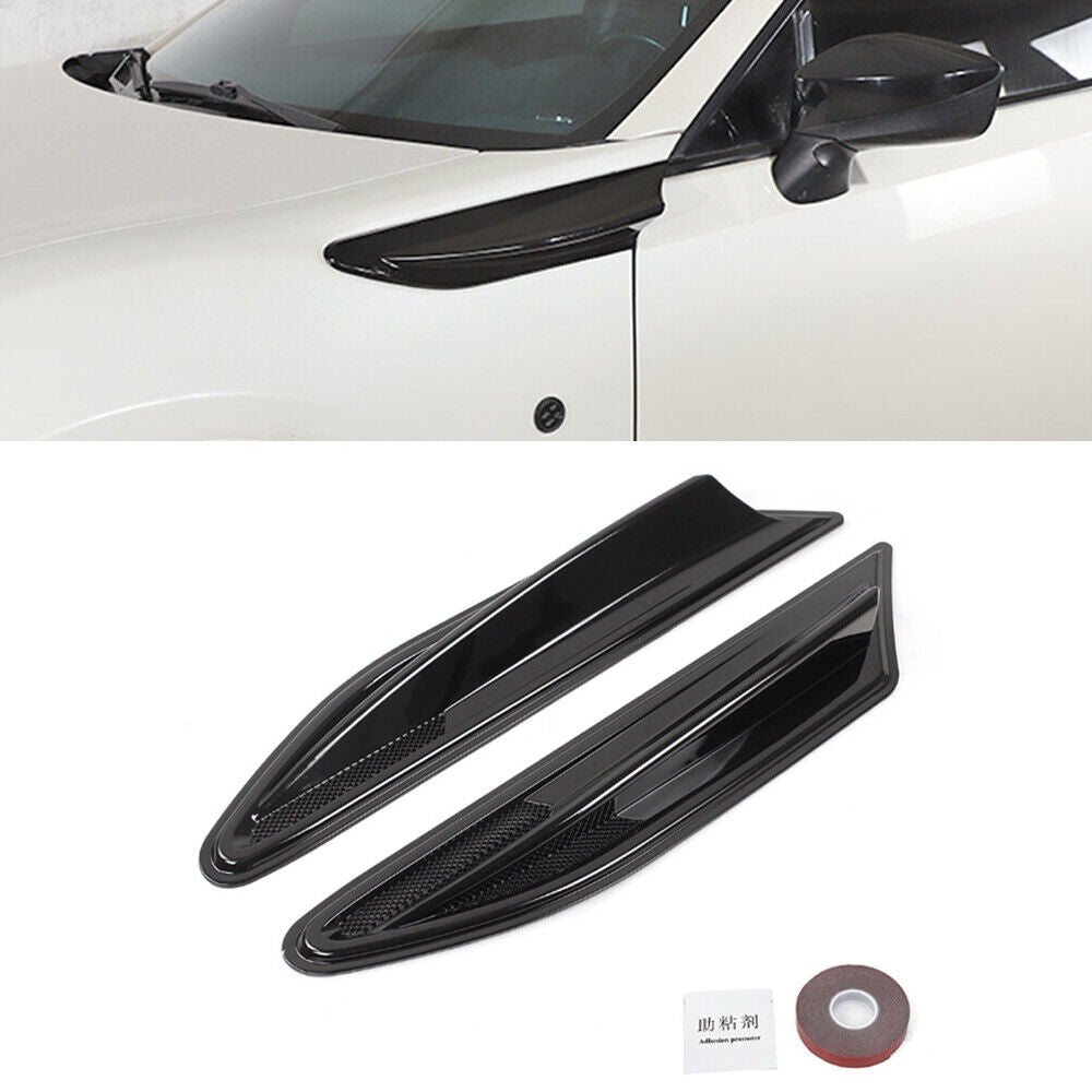 2x Glossy Black Side Fender Fin Air Outlet Vents Cover Decoration Trim Universal