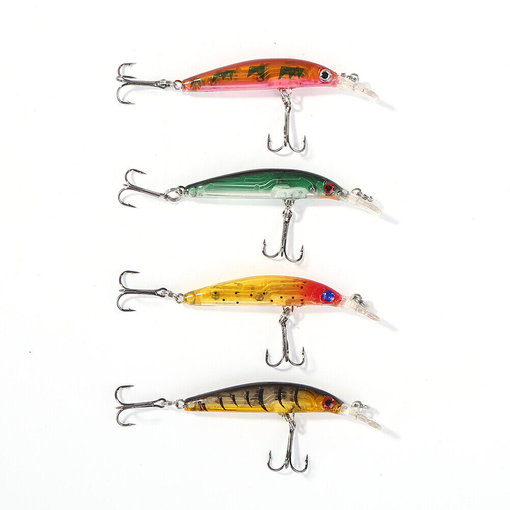 4pcs Minnow Fishing Lures Bait with Treble Hooks Wobblers Fishing Tackle