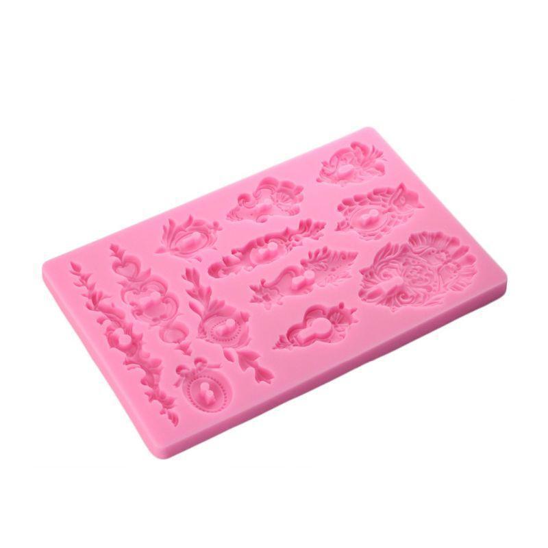 DIY European Flower Pattern Cake Border Silicone Mold Baroque Scroll Relief Mold