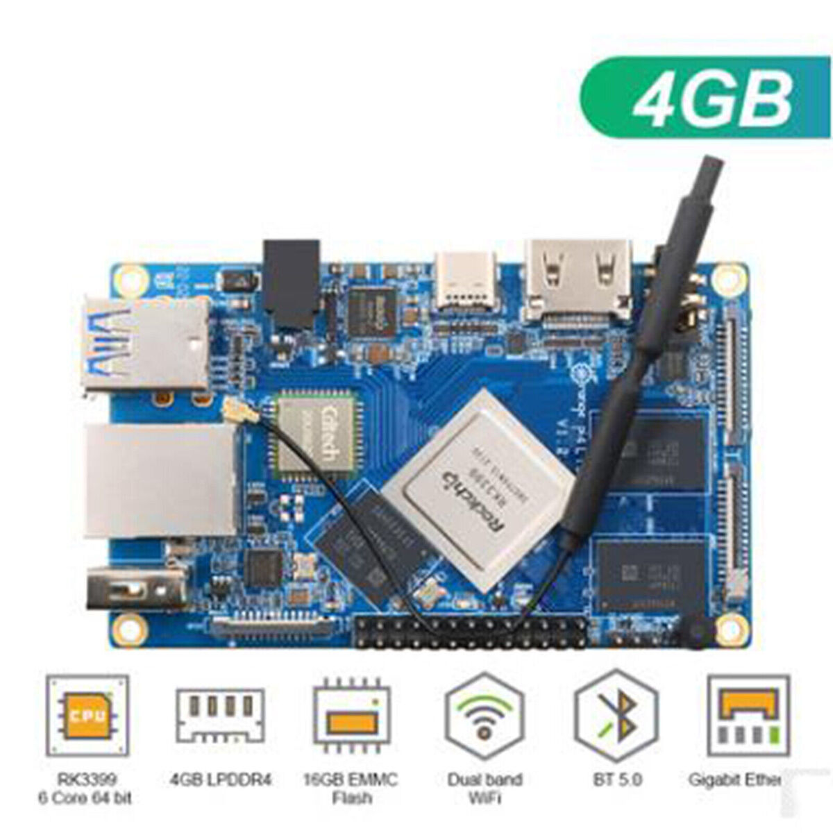 OrangePi4 Lts Development Board for for Android 8.1 Ubuntu 16.04/18.04 Debian9