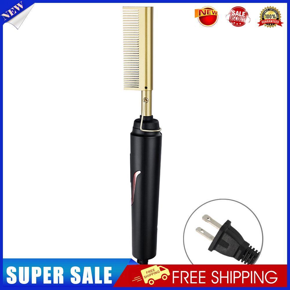 Electric Copper Comb Wet Dry Hair Straightening Comb Anti-Scald Shell (US)