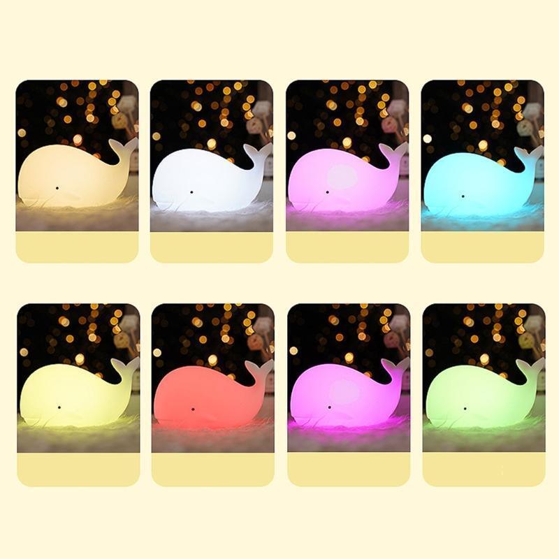 Whale Pat Lamp Night Lights with Tap Control Silicone Baby Lights Birthday Gifts