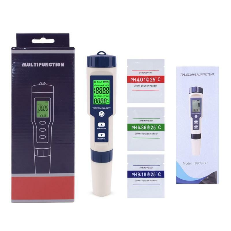 5 in 1 TDS/EC/PH/Salinity/TEMP Water Quality Tester With Electrode Replaceable