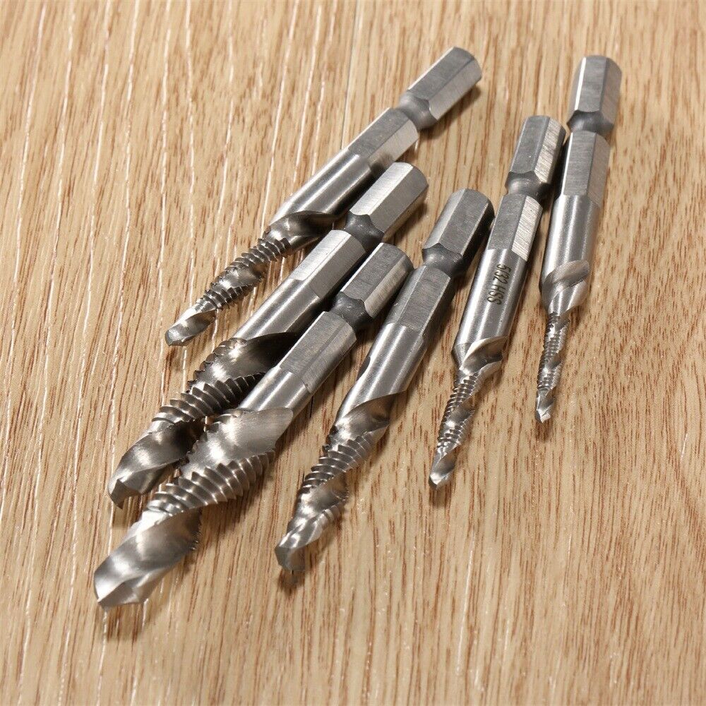 6Pcs HSS Countersink Drill Tap Bits Imperial M3-M10 Drill Metal Woodworking Tool