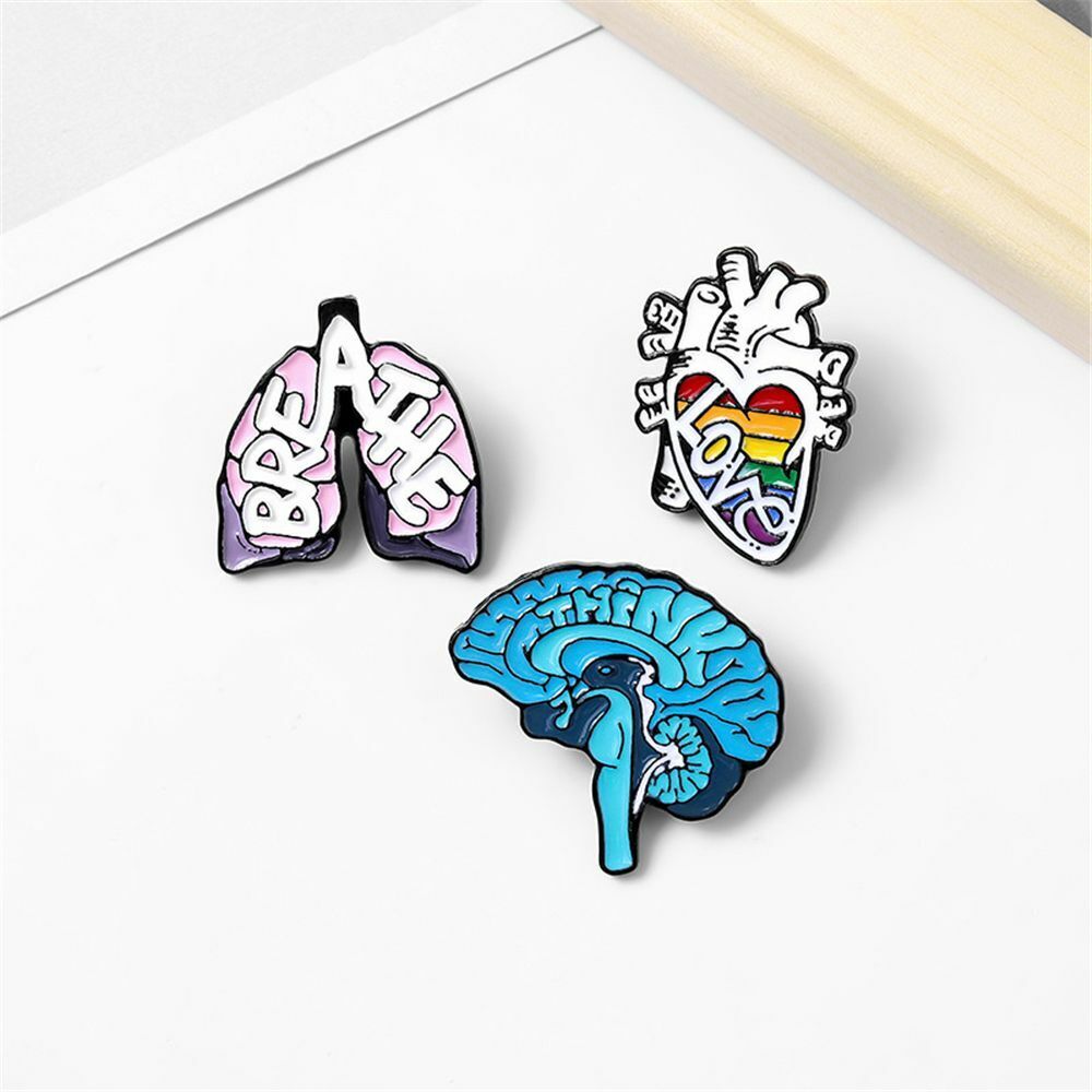 Oil Badge Cartoon Bag Accessories Brain Lung Anatomy Heart Enamel Pins Brooch