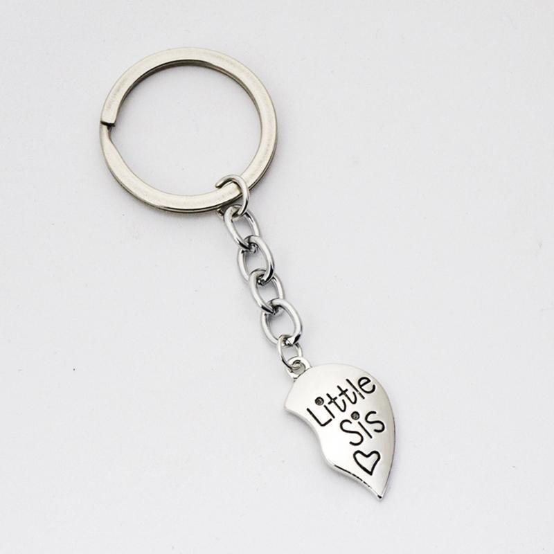 2 PCS Heart Broken Keyring Keychain Big Sis Little Sis for Sister Best Friends