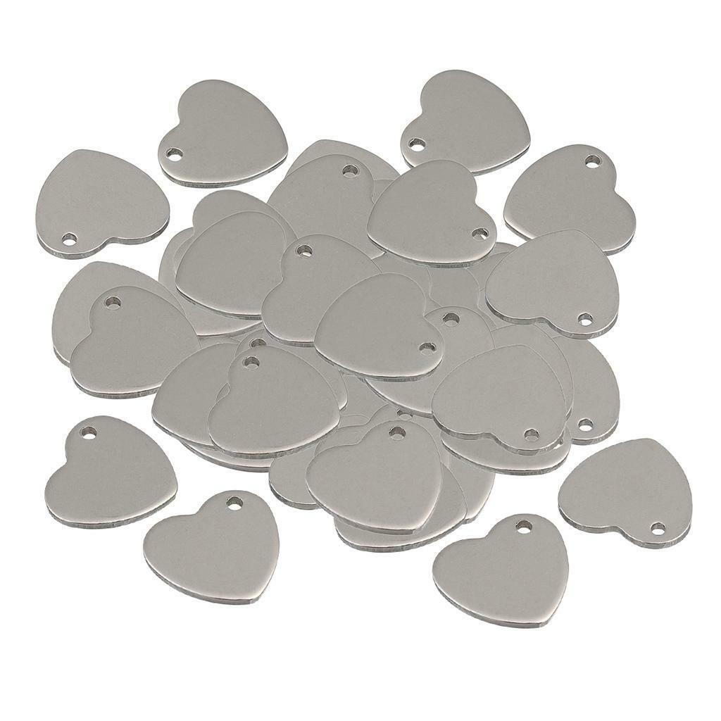 100 * 14mm  Flat Heart Blank Stamping Charms Tag Pendants Jewelry Making