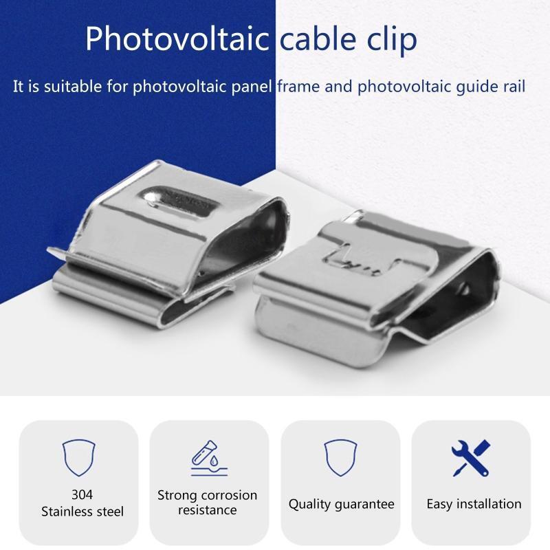 50Pcs Solar Cable Clip PV Wire Clip Stainless Steel Solar Cable Management Clamp