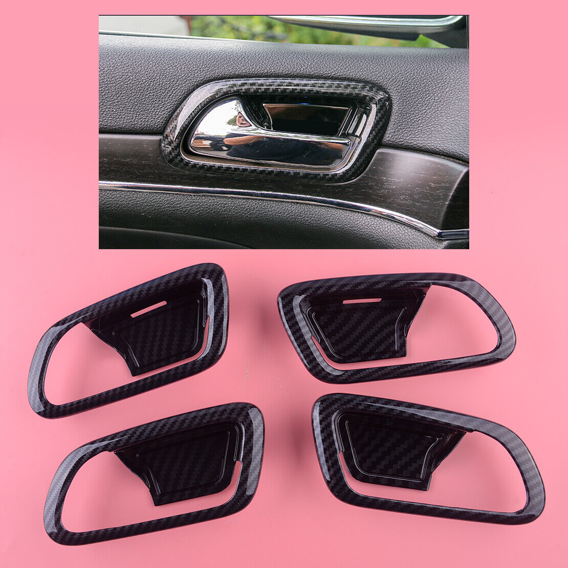 4x Inner Door Handle Bowl Cover Trim Fit For Jeep Grand Cherokee 2014 to 2018