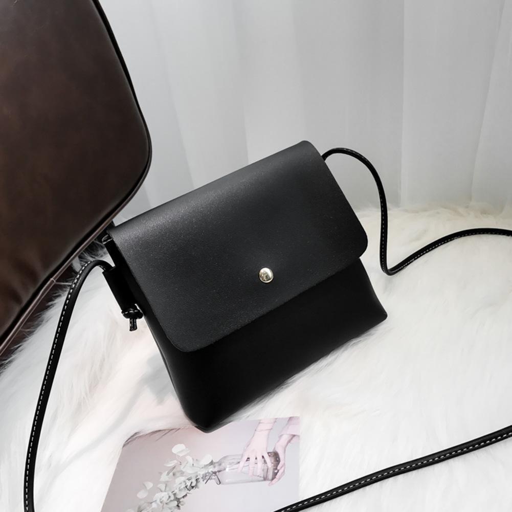 Simple Women PU Crossbody Handbags Pure Ladies Small Messenger Bag(Black)