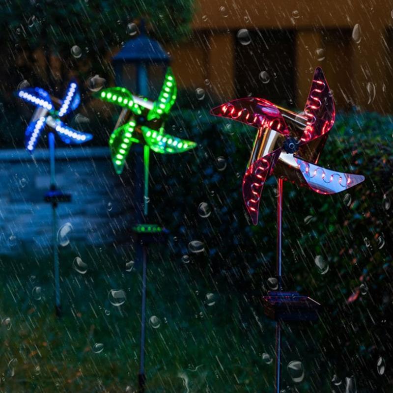 Four-Color Windmill Solar Lawn Light Outdoor Courtyard Garden Ground Plug Lamp