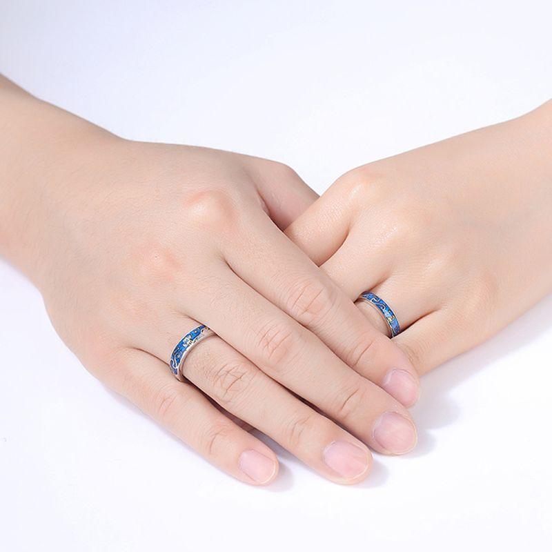 1 Pair Starry Sky Reindeer Ring Adjustable Couple Rings for Street Shooting